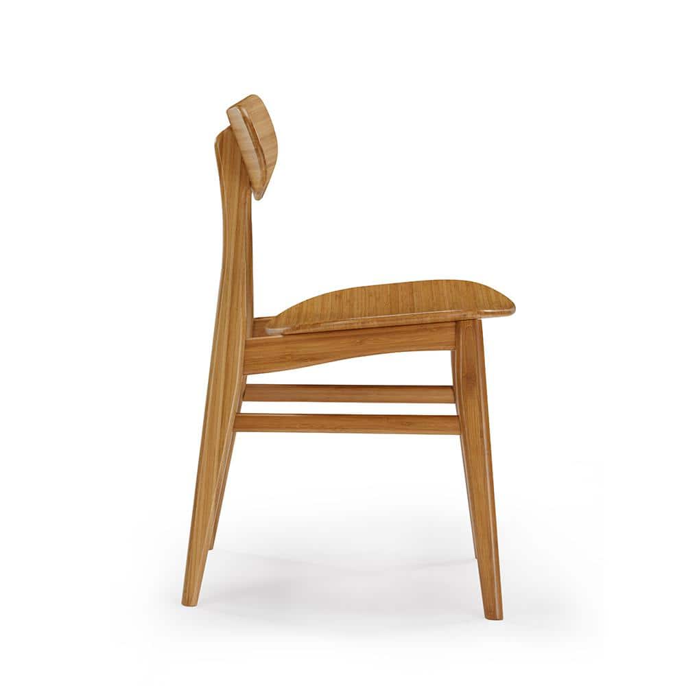 Low Brown Leather Upholstered Wood Side Chair