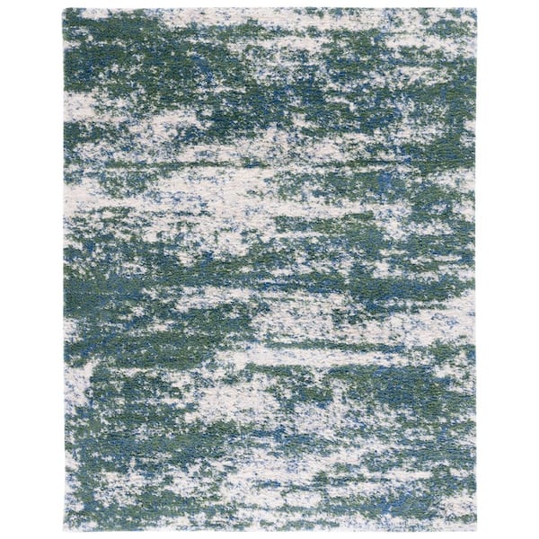 Berber 8 ft. x 10 ft. Green/Beige Abstract Area Rug