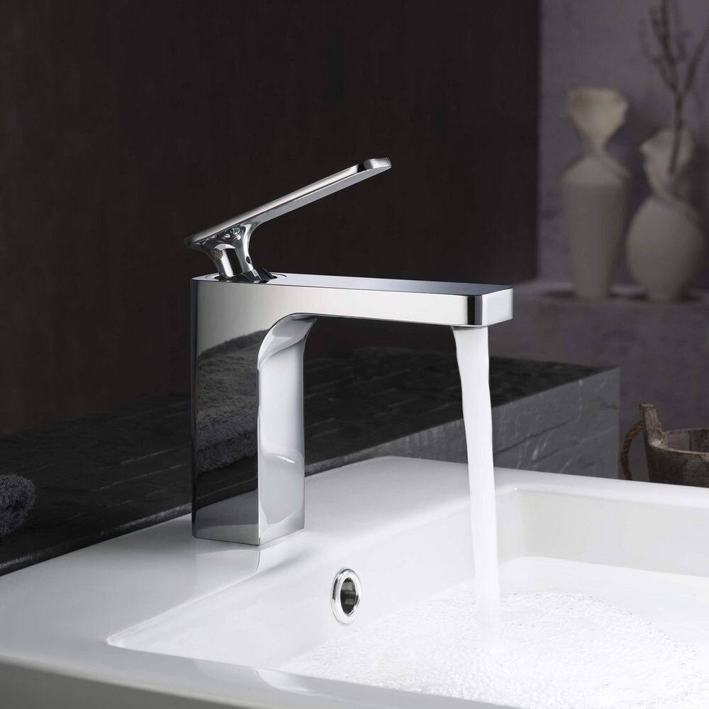 Chrome Single-Handle Modern Bathroom Faucet with Pop-Up Drain