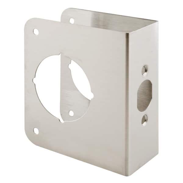 Prime-Line 1-3/4 in. x 4-1/2 in. Thick Solid Brass Lock and Door Reinforcer, 2-1/8 in. Single Bore, 2-3/8 in. Backset