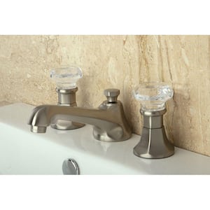 Crystal 8 in. Widespread 2-Handle Mid-Arc Bathroom Faucet in Brushed Nickel