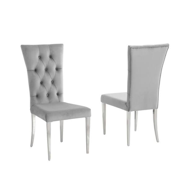 Best Master Furniture Terracotta Gray Velvet Dining Chairs in Silver (Set of 2)