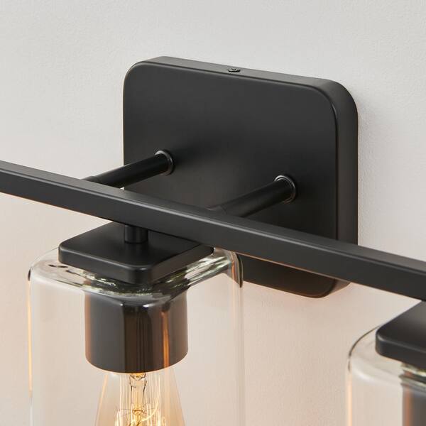 KAWOTI 21 in. 3-Light Black Clemmon Vanity Light with Square