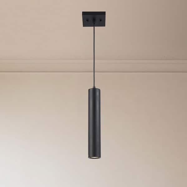 Bel Air Lighting Ameranth 1-Light Black Mini Pendant Light Fixture with Metal Cylinder Shade