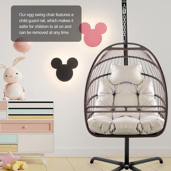 Hammock Chair with Stand Hanging Egg Chair with C Type Bracket, Swing Chair outdoor (Special Construction Cup Holder