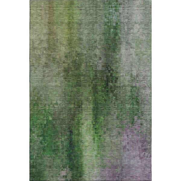 Mayfield Premium Machine Washable Abstract AMF2241 Green 5 ft. x 7 ft. 6 in. Area Rug