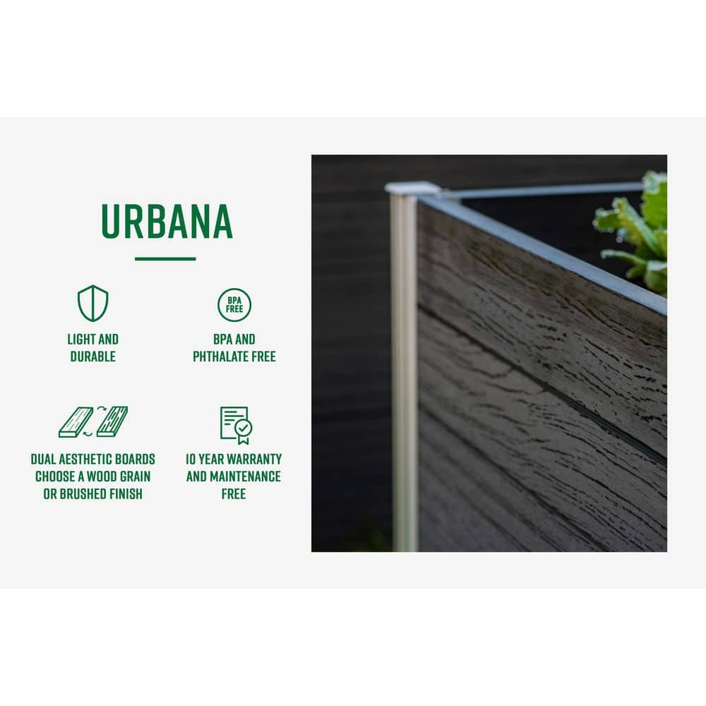 Urbana Slate Gray Vinyl Raised Garden Bed, 48" x 48"