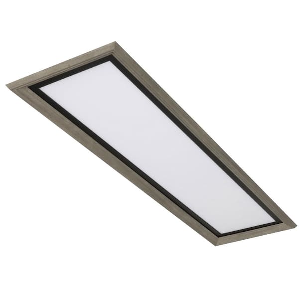 Commercial Electric Augusta 50 in. x 15 in. Black, Washed Gray Frame CCT Selectable LED Flush Mount Ceiling Light 4000 Dimmable Lumens