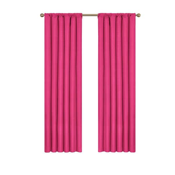 Eclipse Kendall Thermaback Raspberry Solid Polyester 42 in. W x 95 in. L Blackout Single Rod Pocket Curtain Panel