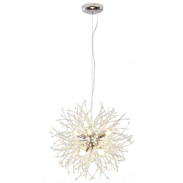 8-Light Chrome Adjustable Dimmable Linear Chandelier Lighting Fixture with Blowball Accent for Kitchen Island