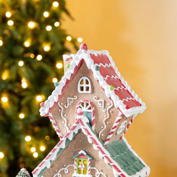 Glitzhome 18.5 in. H Lighted Resin Christmas Gingerbread House