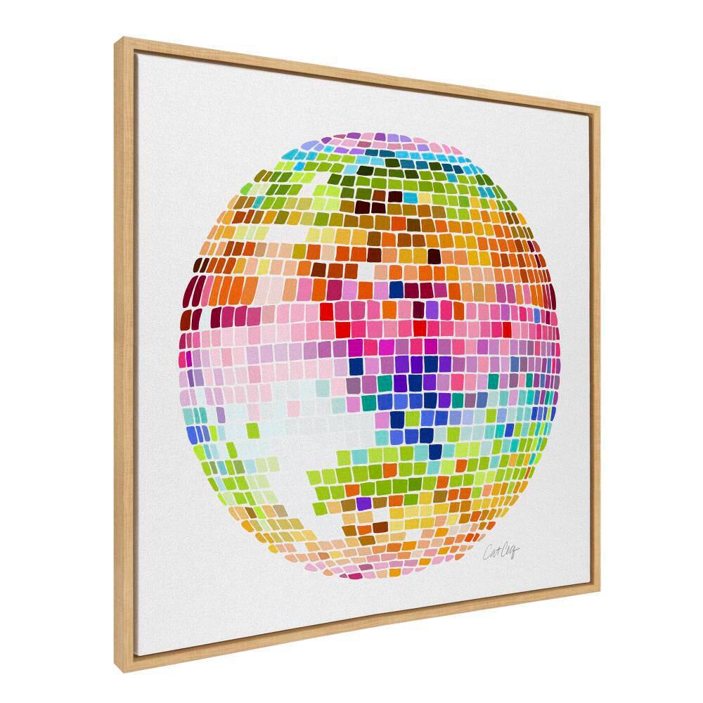 "Sylvie ""Rainbow Disco Ball"" by Cat Coquillette Natural Framed Art Print 30 in. x 30 in." price history on PriceWatchPro