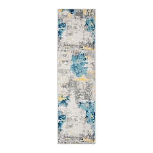 Transitional Distressed Modern Cream 2 ft. x 7 ft. Abstract Runner Rug