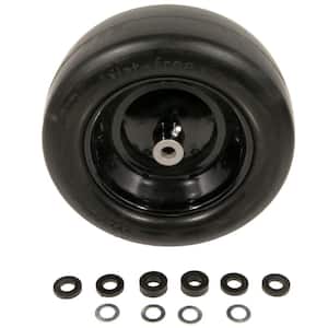 Universal 13 in. x 5 in. Smooth Tread Black Rim Flat Free Wheel Assembly for Zero-Turn Mowers w/3/4 in. or 5/8 in. Axles
