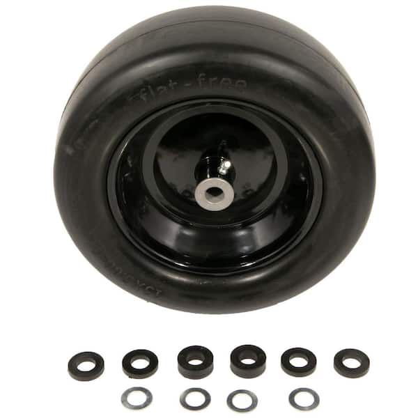 Arnold Universal 13 in. x 5 in. Smooth Tread Black Rim Flat Free Wheel Assembly for Zero-Turn Mowers w/3/4 in. or 5/8 in. Axles