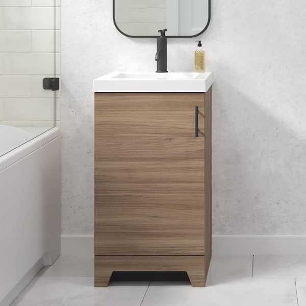 Glacier Bay Bocca 18.5 in. W x 16.25 in. D x 33.8 in. H Single Sink Bath Vanity in Walnut with White Cultured Marble Top