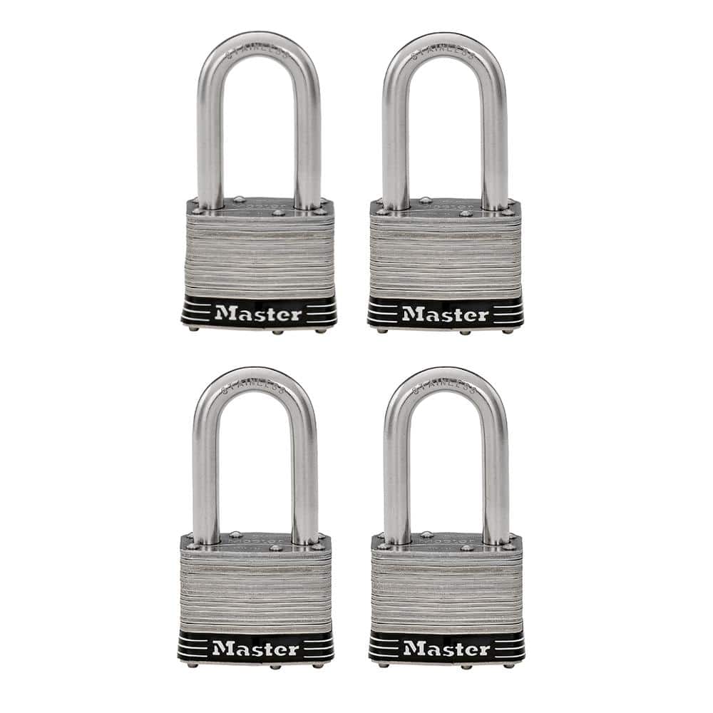 Master Lock Stainless Steel Outdoor Padlock with Key, 1-3/4 in. Wide, 1-1/2  in. Shackle, 4 Pack 1SSQLFHC - The Home Depot