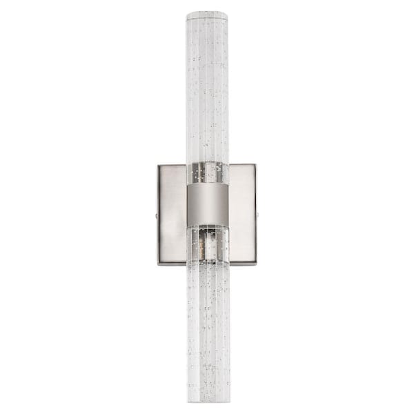 Briignite 18 in. 2-Light Nickel Cylinder LED Vanity Light with Light Bar