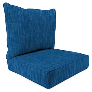 46.5 in. L x 24 in. W x 6 in. T Outdoor Deep Seating Chair Seat and Back Cushion Set in Harlow Lapis