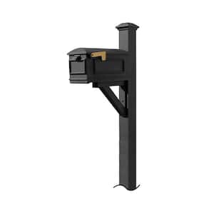 Westhaven Black Post Mounted Non-Locking Cast Aluminum Mailbox System