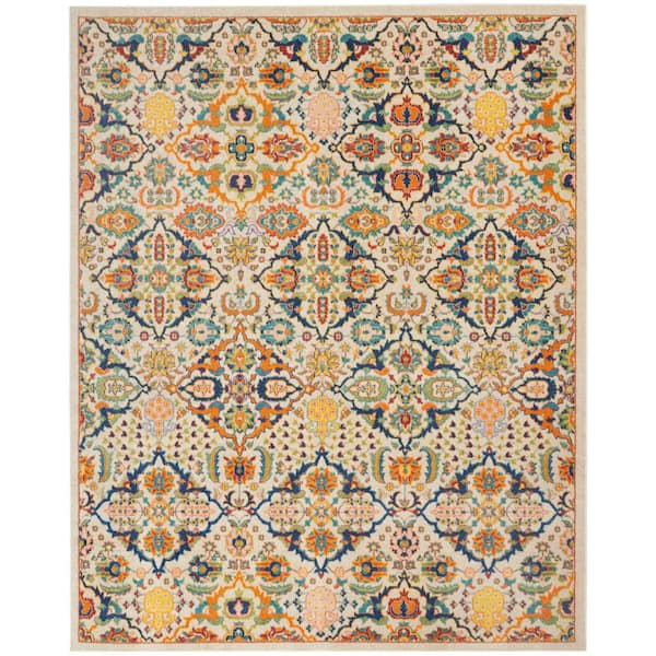 Nourison Allur Ivory Multicolor 8 ft. x 10 ft. Bohemian Area Rug