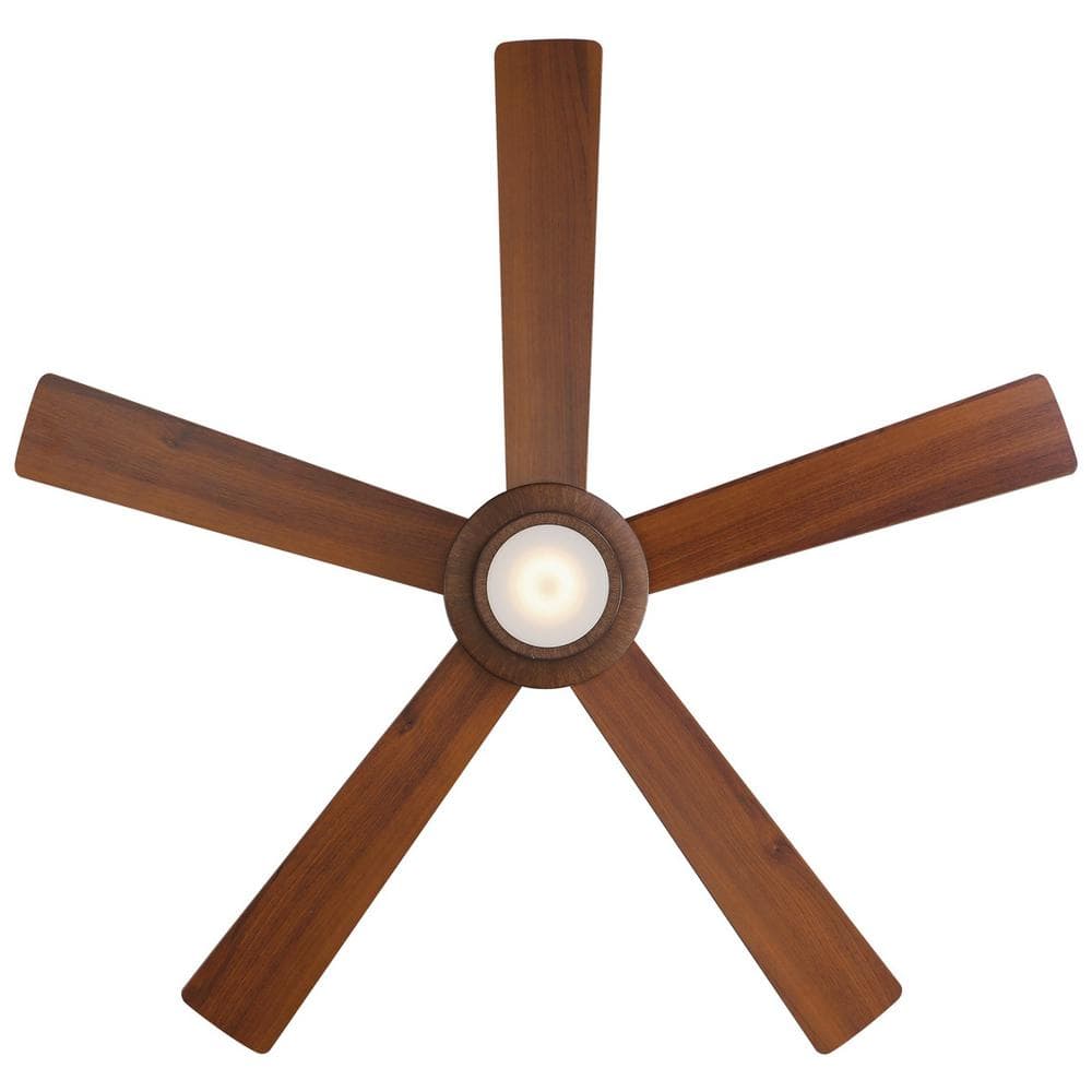 52" Distressed Koa LED Ceiling Fan with Remote and Reversible Blades
