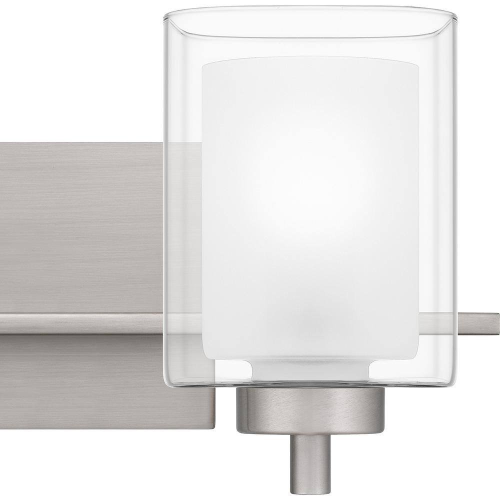 Kolt Brushed Nickel 2-Light Dimmable Vanity Light with Frosted Glass Shades