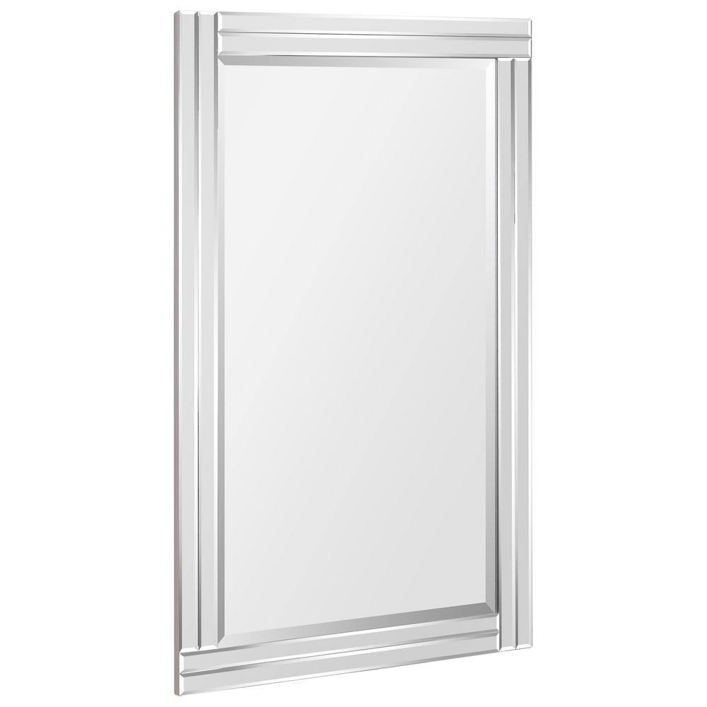 Modern Solid Wood Frame Rectangular Wall Mirror, 24" x 36", Clear Bevel