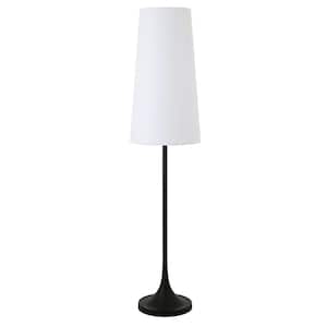 60 in Black and White Novelty Standard Floor Lamp With White Frosted Glass Drum Shade