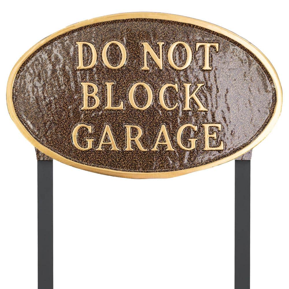 10 in. x 18 in. Large Oval Do Not Block Garage Statement Plaque Sign with Lawn Stakes - Hammered Bronze price history on PriceWatchPro