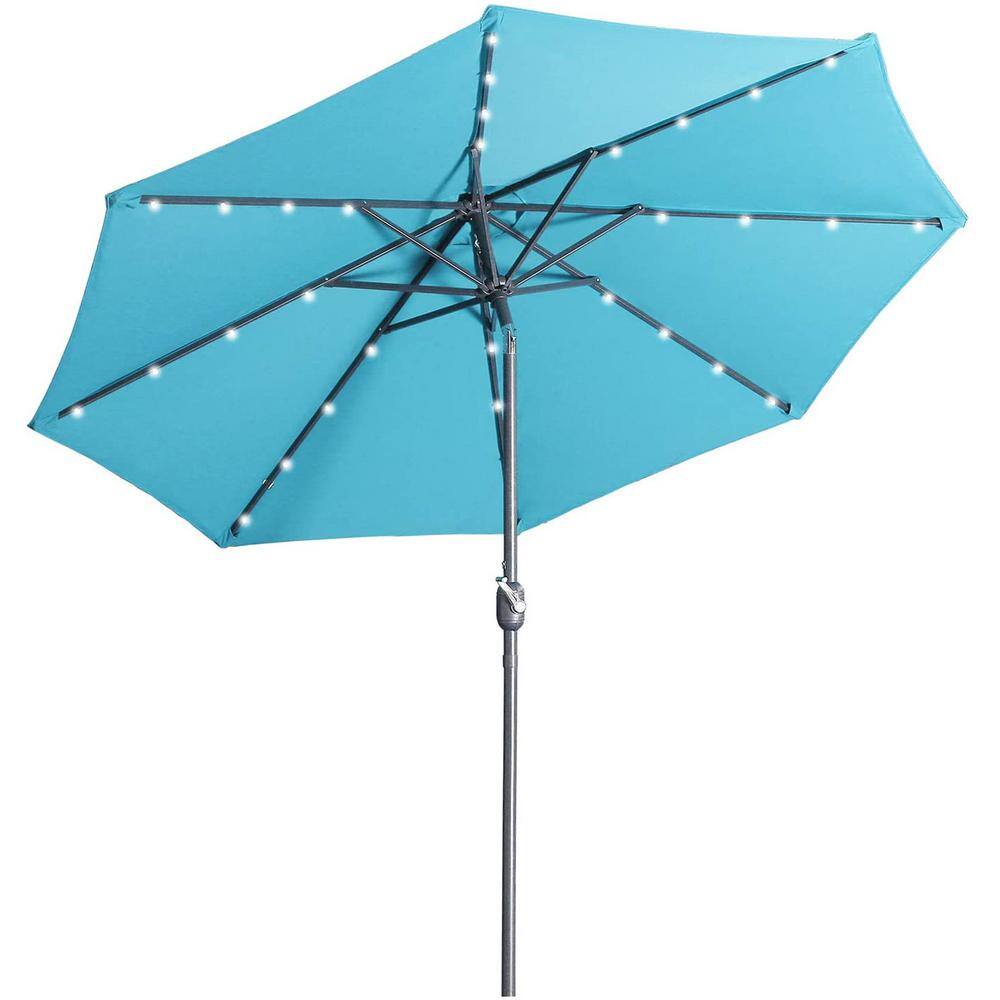 CASAINC 9 ft. Aluminum Market High Quality Solar LED Light Tilt Patio Beach Umbrella in Lake Blue Without Base WFSM-LED270LB Sansujyuku sansujyuku.com