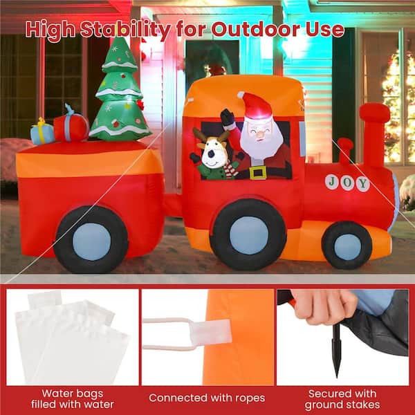 Costway 5.5 ft. Height 8 ft. Christmas Inflatable Santa Train