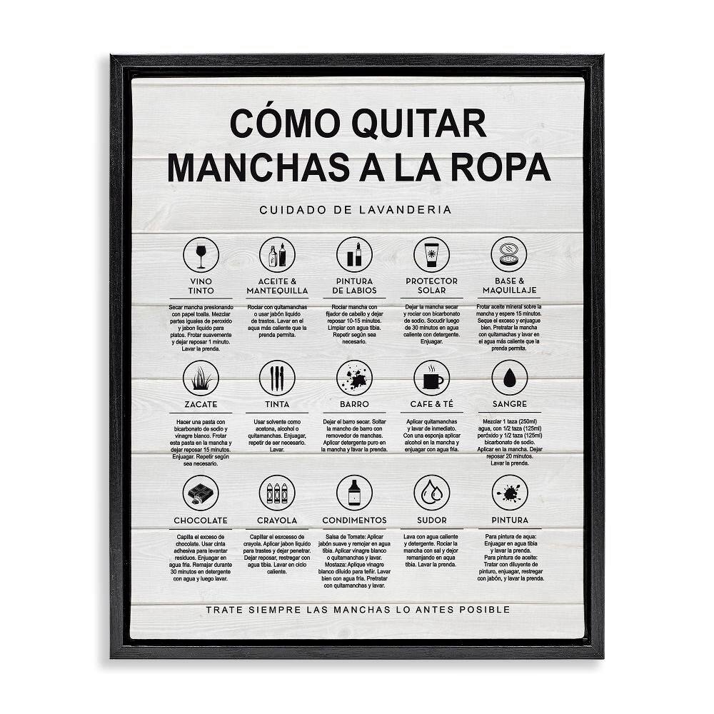 Lavanderia Stain Guide Farmhouse by Lettered and Lined Black Floater Frame Typography Graphic Art Print 21 in. x 17 in. price history on PriceWatchPro