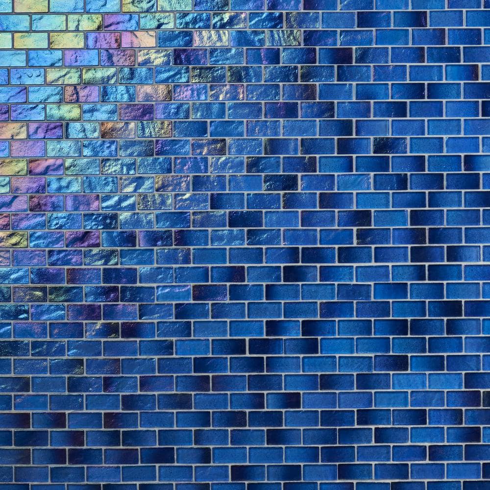 Shallows Dark Blue Polished Glass Mosaic Wall Tile