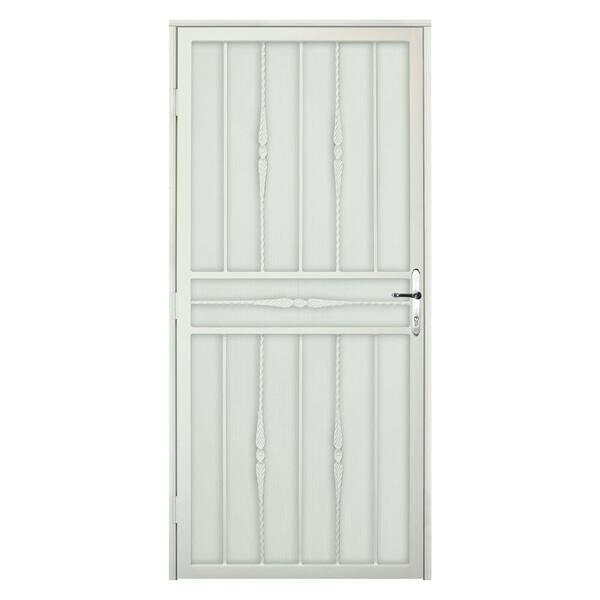 Unique Home Designs 36 in. x 80 in. Cottage Rose Navajo Recessed Mount Steel Security Door with Perforated Metal Screen and Nickel Hardware