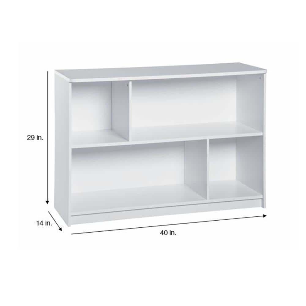 White Wood Laminate Kids Toy Storage Bookcase with Cubes
