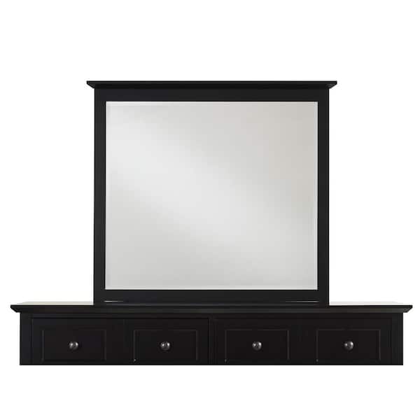 Modus Furniture Medium Rectangle Black Beveled Glass Classic Mirror (36 in. H x 41 in. W)