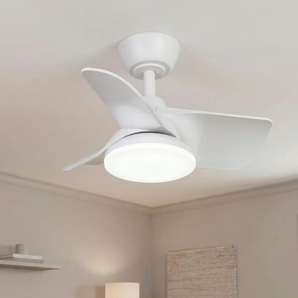 Plumier 22 in. Matte White Downrod Ceiling Fan with DC Motor, White Color Temperature Adjustable LED, and Remote