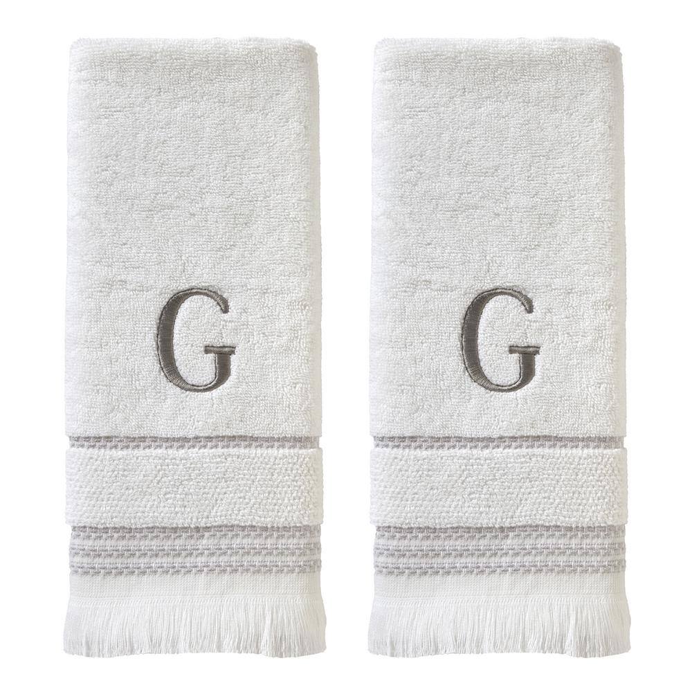 SKL Home Casual Monogram Letter G Hand Towel 2 piece set, white, cotton  W453800083G203 - The Home Depot