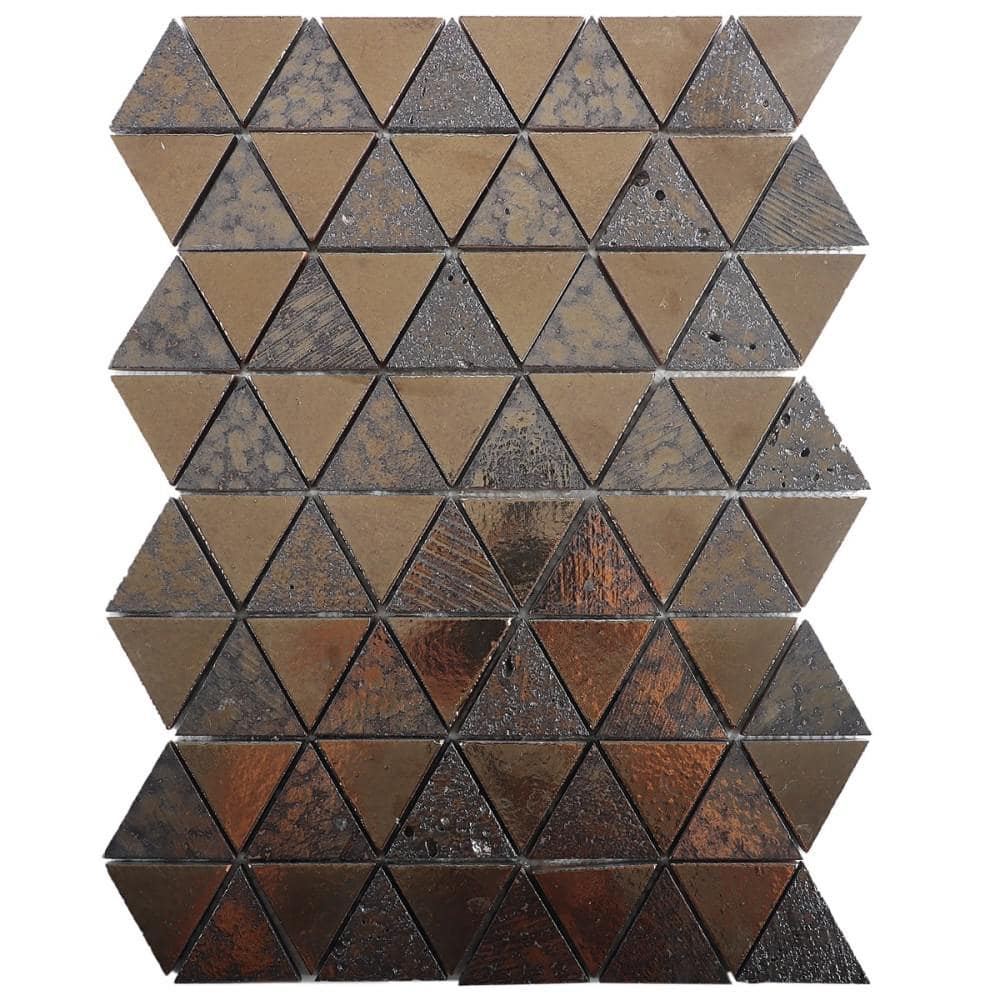 Deco Lava Triangle Bronze 4 in. x 0.43 in. Metallic Lava Stone Floor and Wall Mosaic Tile Sample price history on PriceWatchPro