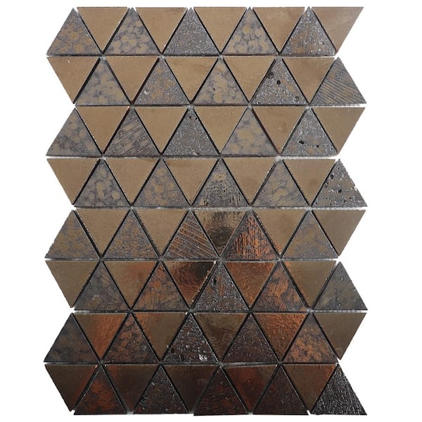 Ivy Hill Tile Deco Lava Triangle Bronze 4 in. x 0.43 in. Metallic Lava Stone Floor and Wall Mosaic Tile Sample