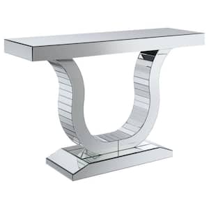 Saanvi 47.25 in. Clear Mirror Rectangle Glass Top Console Table with U-shaped Base