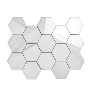 Splendor White 8.86 in. x 12.8 in. Polished Porcelain Hexagon Wall and Floor Tile (7.09 sq. ft./case) (9-pack)