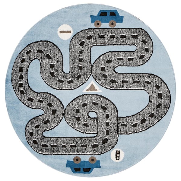 Unbranded Playful Light Blue 5 ft. Round Indoor Area Rug