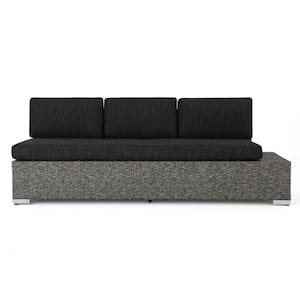 Puerta Mixed Black Wicker Outdoor Sofa with Dark Gray Cushions