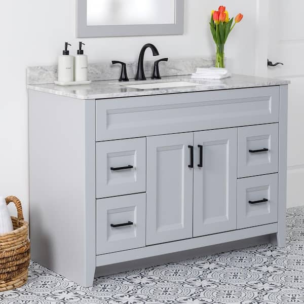 Ridge 48 in. W x 22 in. D x 34 in. H Bath Vanity Cabinet without Top in Pearl Gray