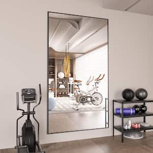 32 in. W. x 71.2 in. H Modern Rectangle Aluminum Alloy Full Length Mirror Black Wall Mirror/Floor Mirror