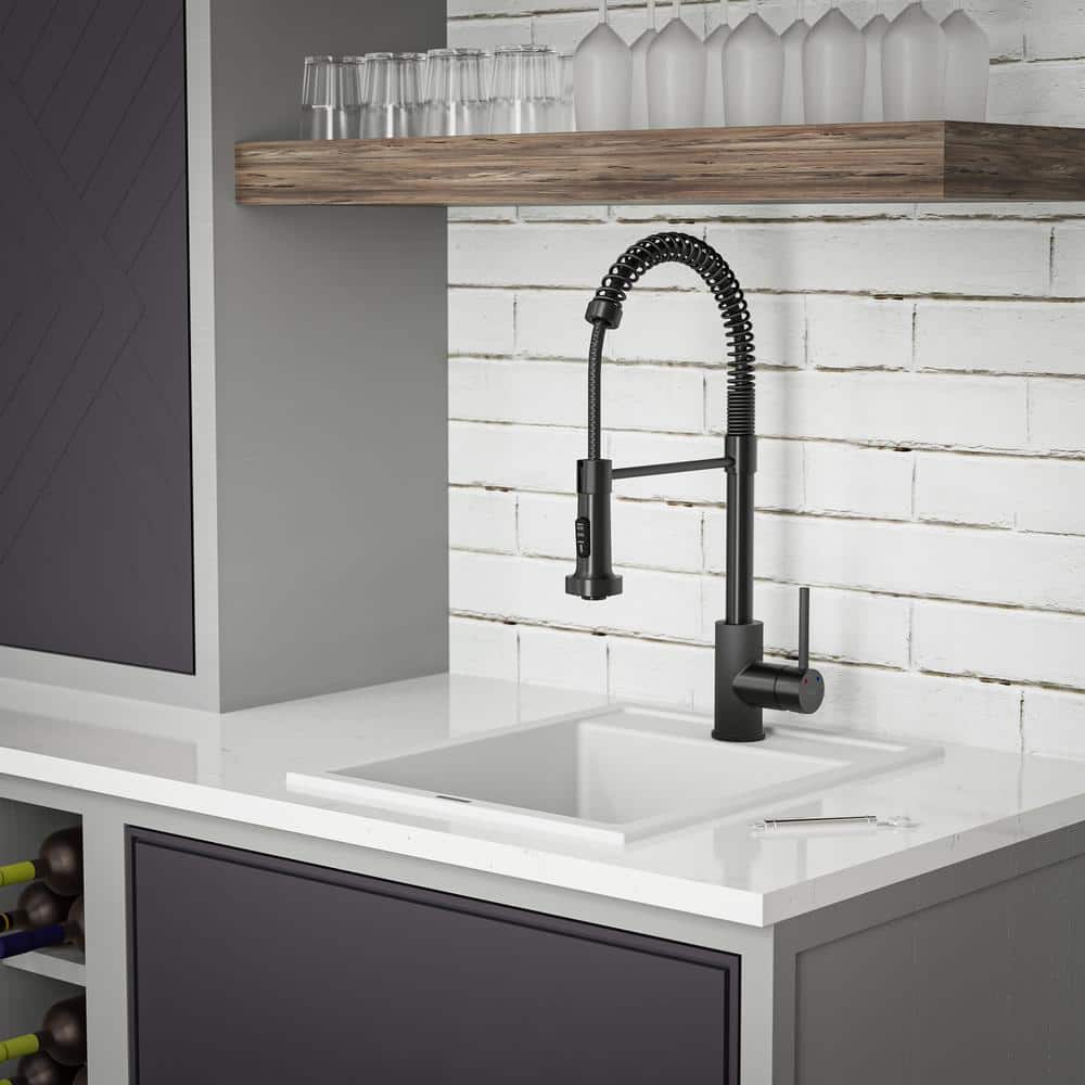 White Quartz Composite Single Bowl Drop-In Kitchen Sink