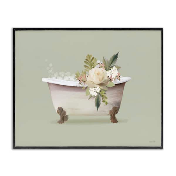 Stupell Industries Floral Rose Tub by House Fenway Black Framed Nature Giclee Art Print 16 in. x 20 in.
