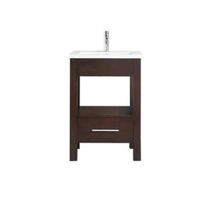Cityloft 25 in. W x 22 in. D x 35 in. H Vanity in Light Espresso with Integrated Vitreous China Vanity Top in White
